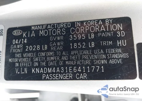 2014 Kia Rio Lx from USA, damaged, VIN KNADM4A31E6411771